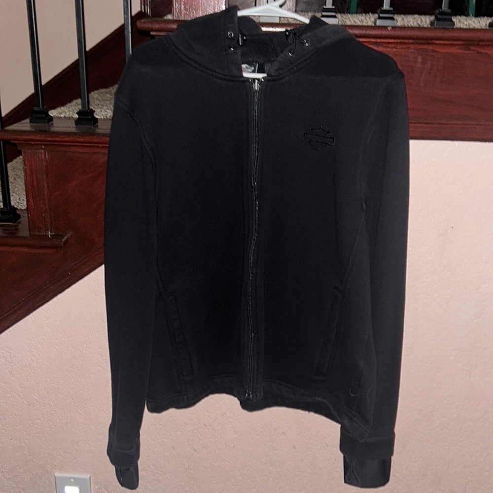All Black Harley Davidson Mens Hoodie Size Large
